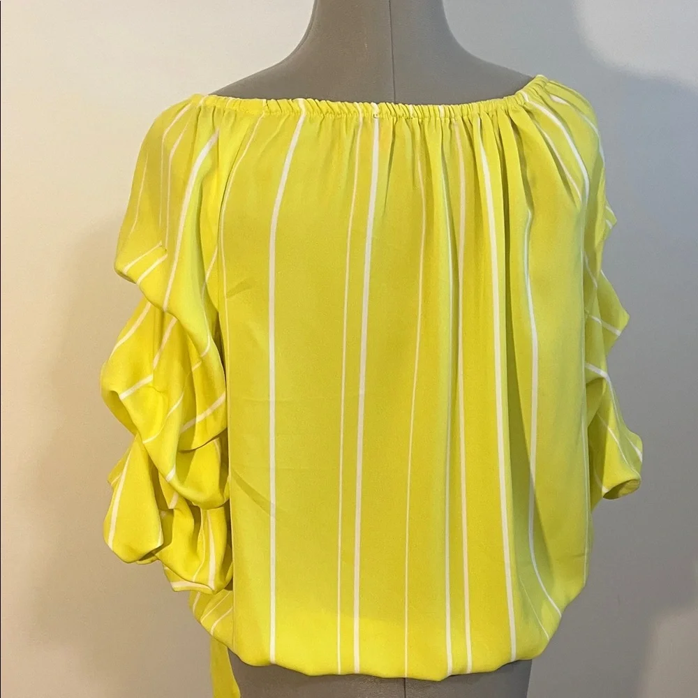 Vince Camuto Lemon Off-Shoulder Blouse with Tie - Picture 5 of 5